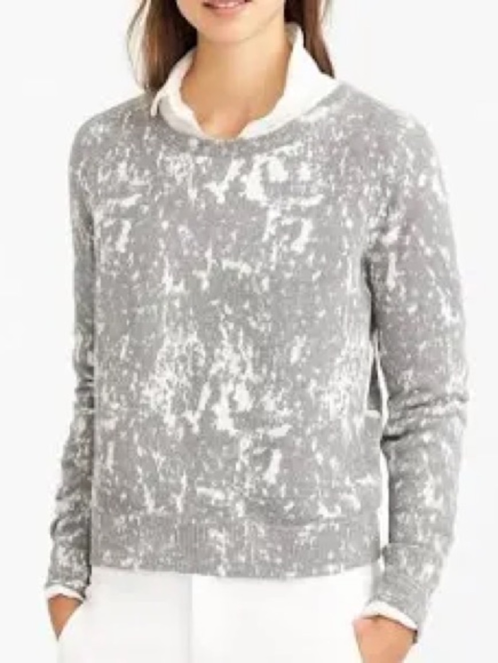 J. Crew Gray and White Marbled Crewneck Sweatshirt size Large